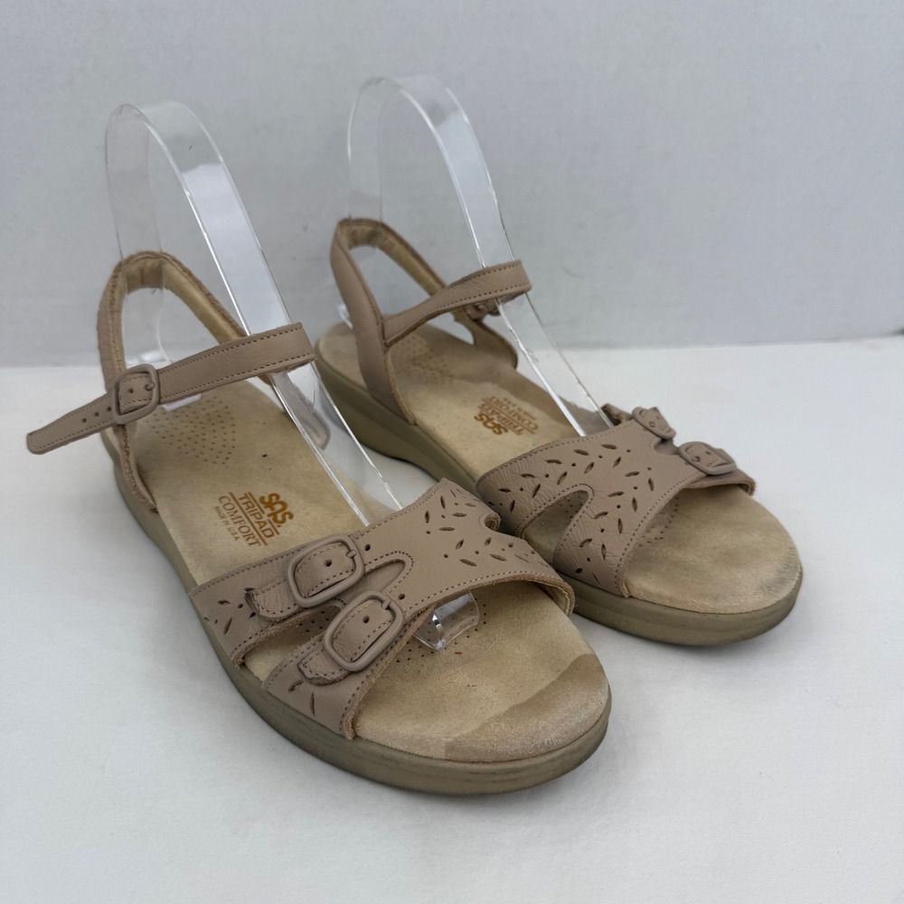SAS Women's Duo Quarter Strap Sandals Warm Stone Size 8.5M Tripad Comfort USA